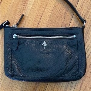 Cole Haan mini, black leather, crossbody bag.